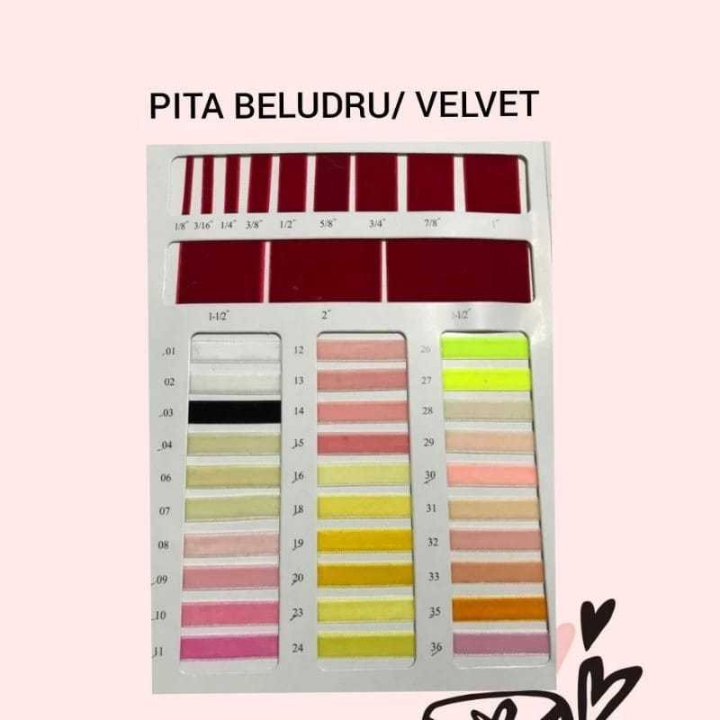 

1 YARD - 6 mm GROSIR | Pita Beludru Velvet Premium MIN 25 yard