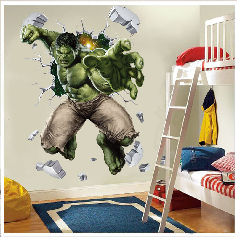 

3D Cartoon Hulk Marvel Avengers Wall Stickers For Kids Rooms Living Room Bedroom Wall Decoration SuperHero Movie Poster