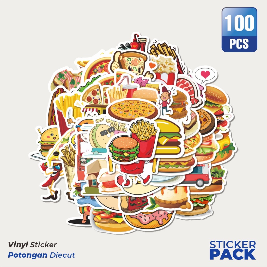 

Super Hemat! 100 PCS Stiker Food Delicious [Makanan Lezat] Waterproof Aesthetic- Untuk Laptop, Motor, dan Helm - Paper Stationery Pack