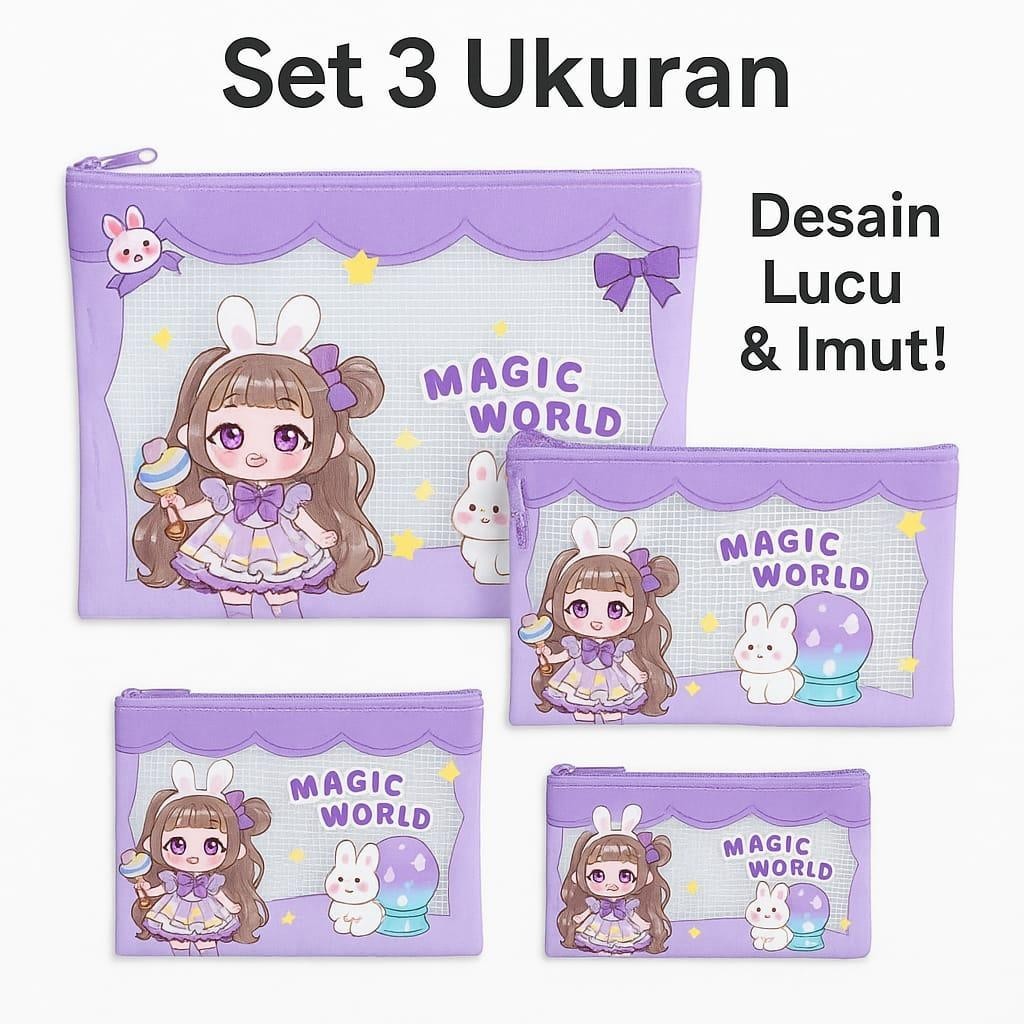 

EDUFUNTOY KOTAK TEMPAT PENSIL / ZIPPER STATIONERY BAG / TRANSPARENT DOMPET POUCH RESLETING MURAH KARAKTERLUCU MULTIFUNGSI