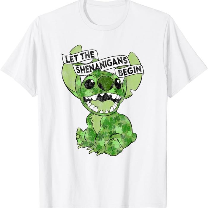 (TOP) Makeyoushine X Generasi90 Disney Lilo & Stitch St. Patrick's Day Stitch Shenanigans T-Shirt   