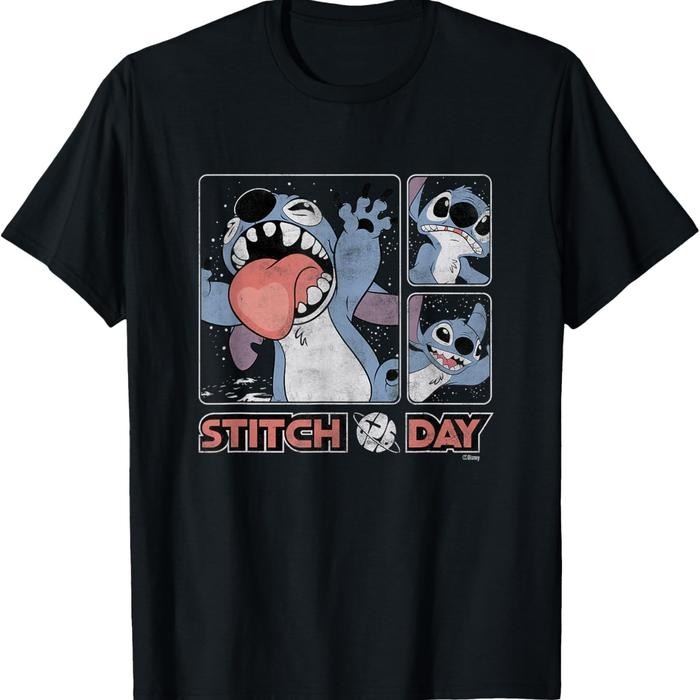 (TOP) Makeyoushine X Generasi90 Disney Lilo & Stitch 626 Stitch Day Silly Faces Distressed T-Shirt  