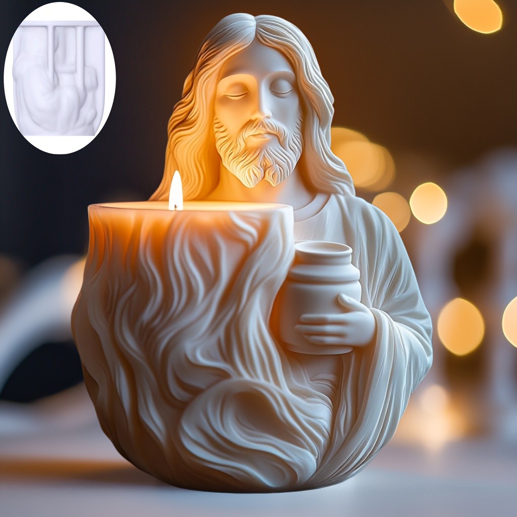 

New Jesus Flower pot succulents Resin Silicone Mold God Jesus Goddess Mary Candle Cup Storage Box Gypsum Mould candle holder