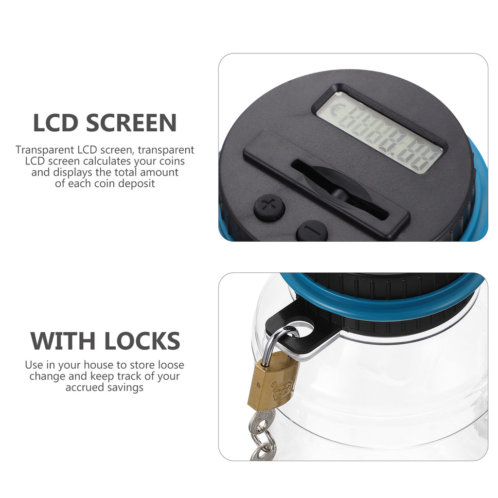 

Digital Piggy Bank Jar Savings Counting Money Pot Premium Plastic LCD Display Total Storage Box Creative Gifts Saving Pot