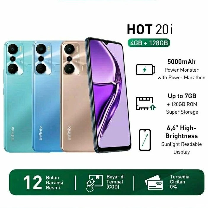 HP INFINIX HOT 20I RAM 4/64 FULLSET GARANSI 1 TAHUN