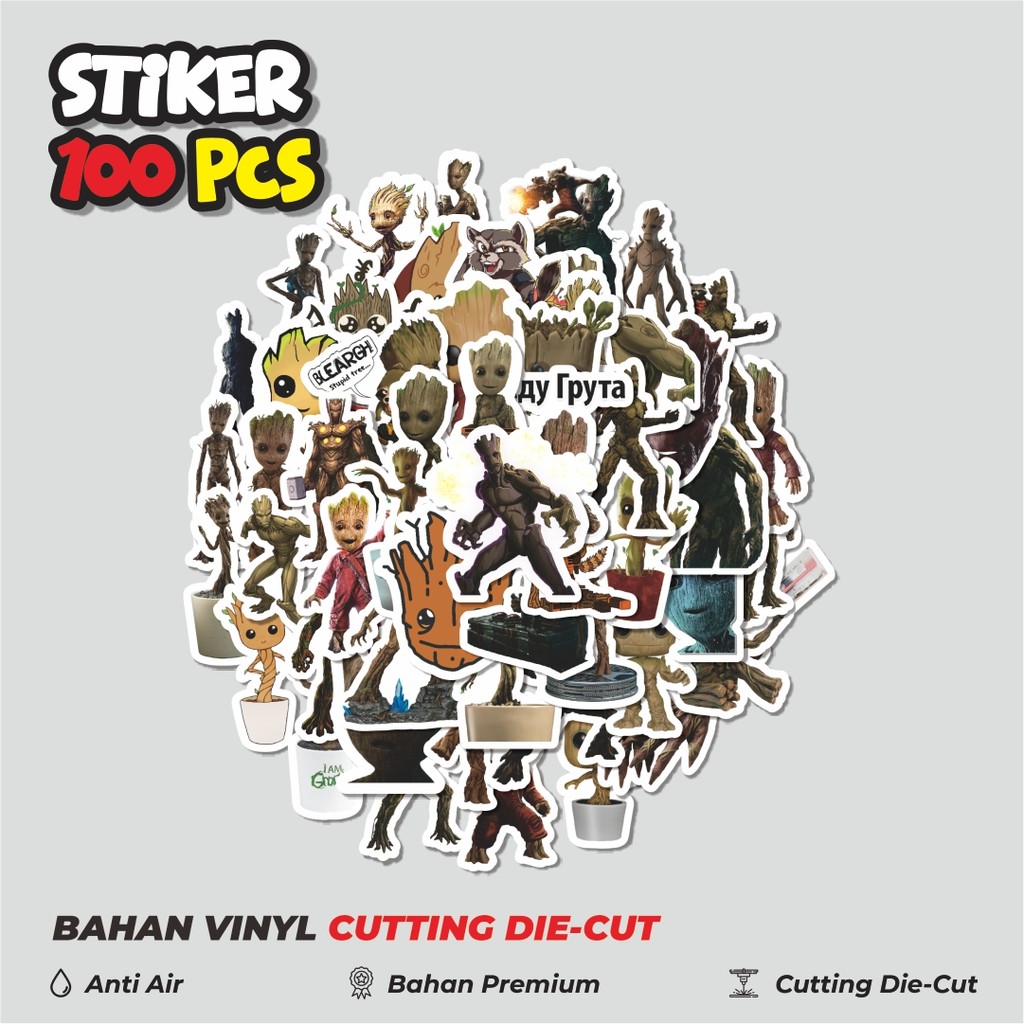 

Terbaru! 50 pcs Stiker Groot Series A Marvel Superhero Dekorasi Lucu Kreatif untuk Notebook, Skateboard, HP