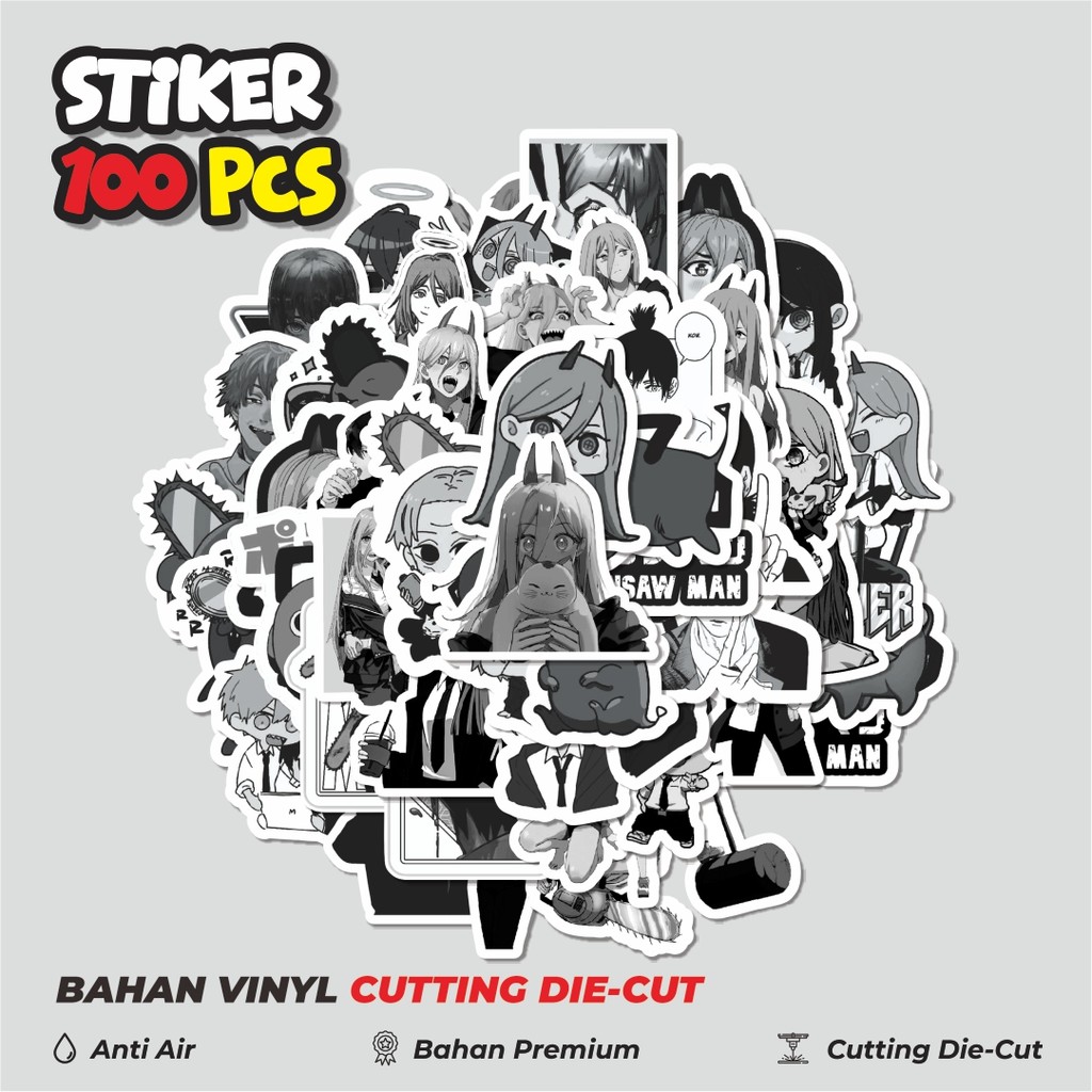

Terbaru! 50 pcs Stiker Anime Chainsaw Man Classical Black & White Dekorasi Lucu Kreatif untuk Notebook, Skateboard, HP