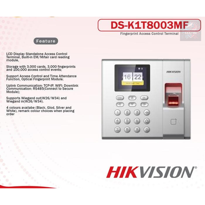 HIKVISION FINGERPRINT ACCESS CONTROL DS-K1T8003MF