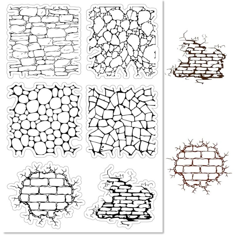 

1pc Brick Wall Background Clear Rubber Stamps Reusable Vintage Retro Silicone Transparent Seals Stamp for Journaling Card