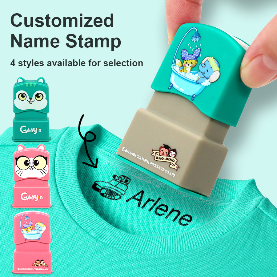 

Customized Name Stamp Gift child’s school supplies with waterproof name stamps ; great for clothes, socks, shoes, bags, Gifts