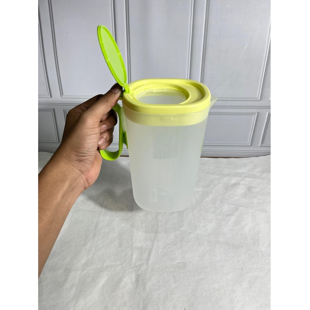 Kan Infused Water 1,5 Liter / Teko Air + Saringan Bening Tutup Hijau KAP 3042 Golden Sunkist