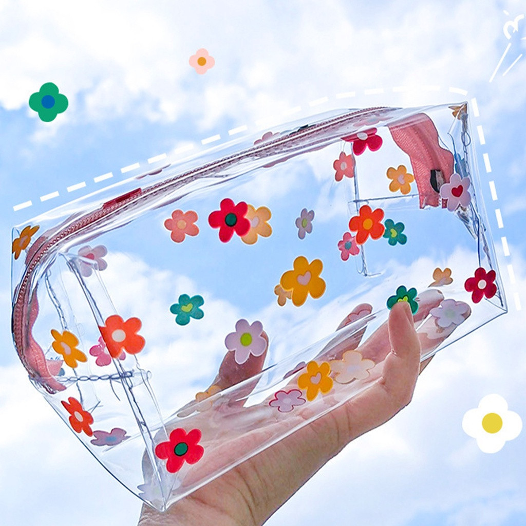 Tas Kosmetik PVC Transparan Kapasitas Besar - Tas Perjalanan Wanita Portable Dengan Resleting Plasti