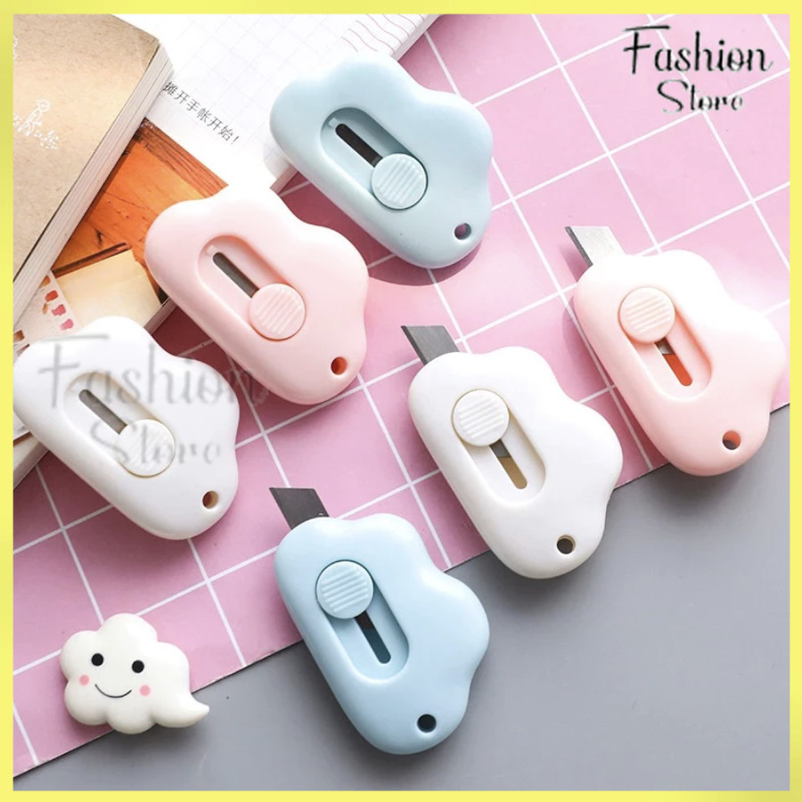 

FS PAKET 5PCS Cutter Mini Pisau Kecil Silet Bentuk Awan - Pembuka Plakban