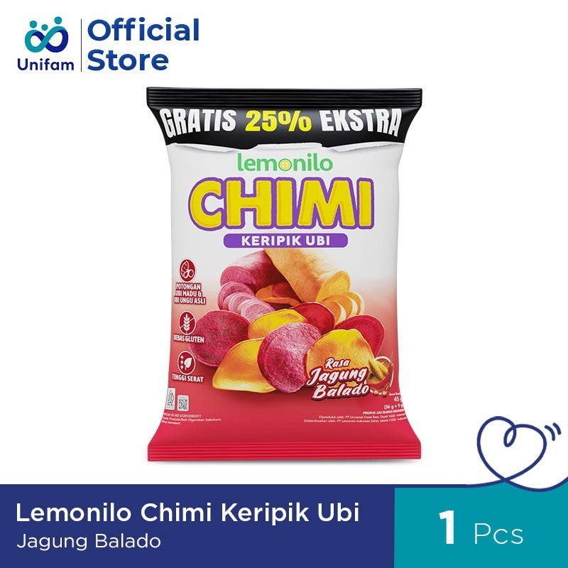 

Lemonilo Chimi Keripik Ubi Rasa Jagung Balado 50 gr Lokal
