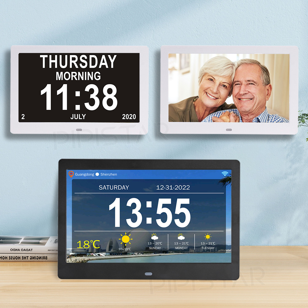 

10.1/7-inch WiFi Calendar Photo Frame Dementia Clock Display Time Date Weather Forecast Smart Desktop Digital Calendar