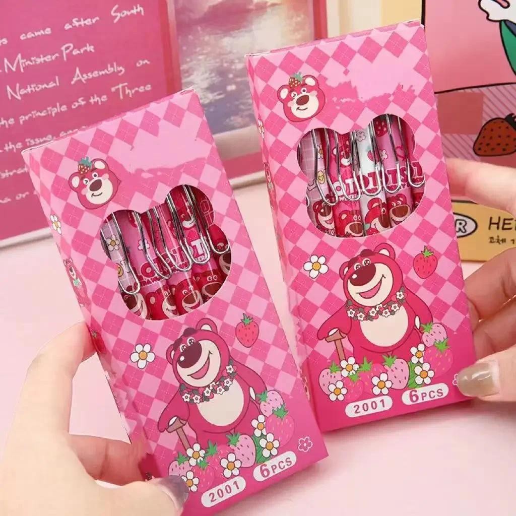 

MINISO Gel Penl 6Pcs Kawaii Lotso ST Quick Drying Black 0.5mm Student StationeryWrite Pens Black Exam Pen Learning Stationery