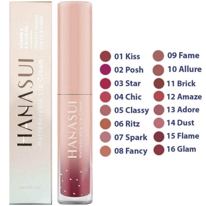 Hanasui Mattedorable Lip Cream – Lipstik Matte Ringan, Tahan Lama, Tidak Membuat Bibir Kering