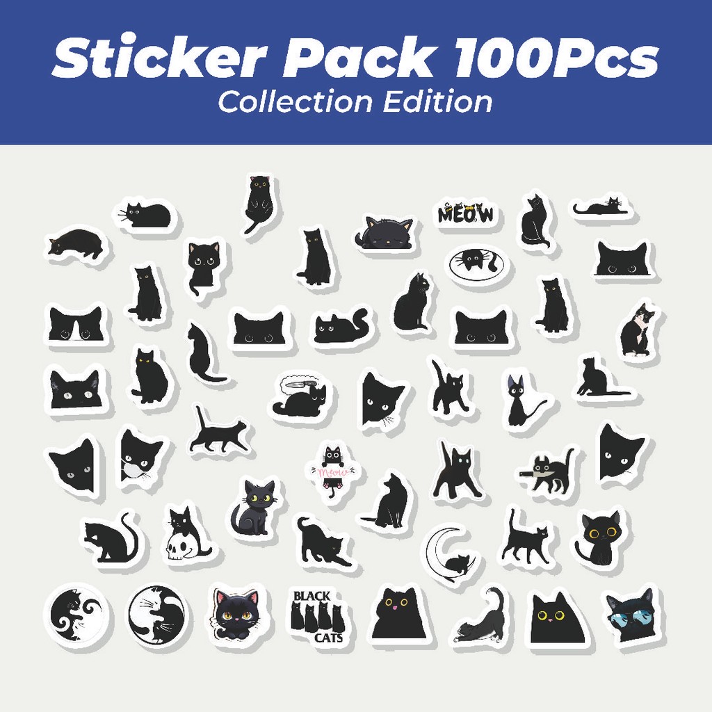 

Hot Stiker Black Cat [Kucing Hitam] Lucu Anti Air Stikers Berperekat Waterproof Sticker Decal Buat Motor Helm Buku Journal Koper Casing HP Laptop Botol Minum