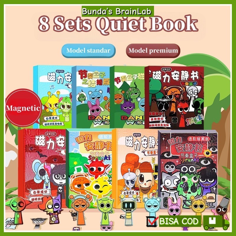 

Magnetic Quiet Book Sprunki Incredibox DIY Sticker Mainan Edukasi Buku Stiker Magnet Sprunki