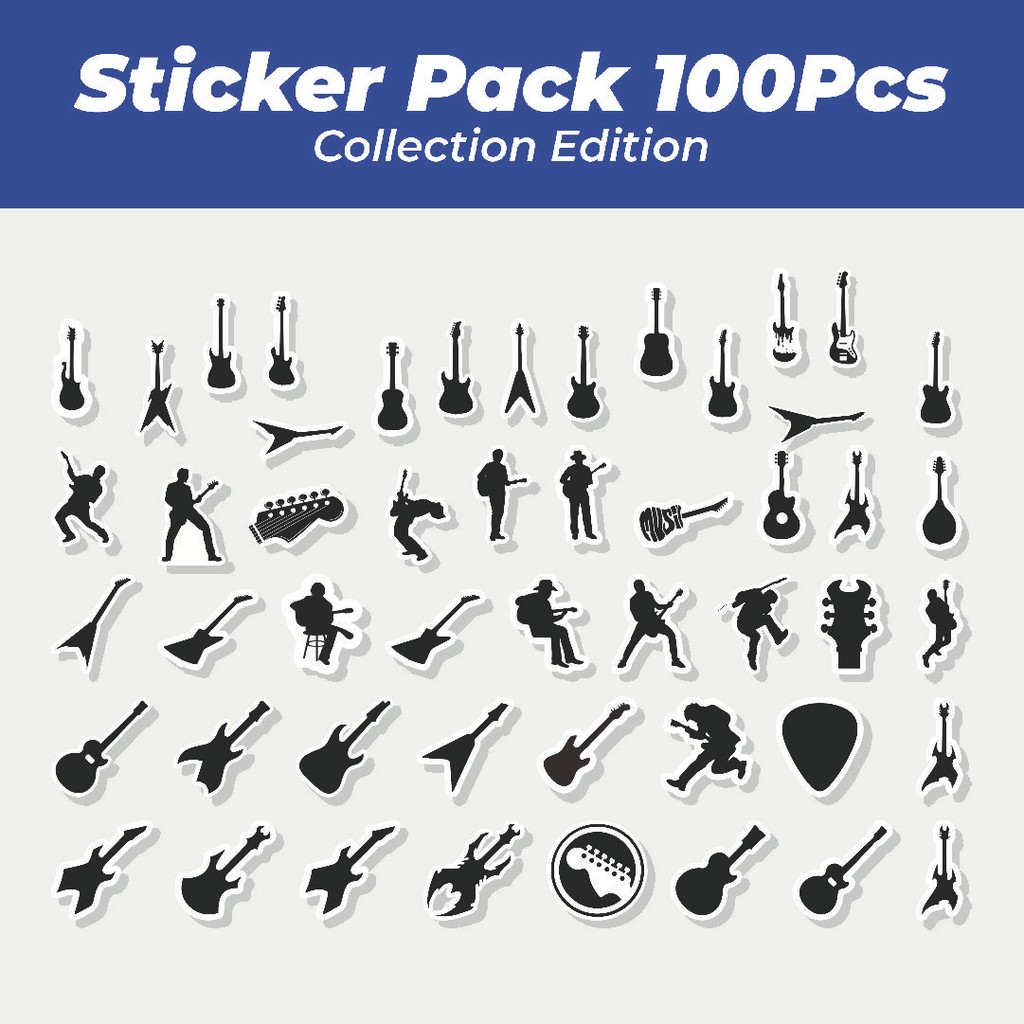 

Hot Stiker People and Guitar Silhouette [Orang dan Siluet Gitar] Lucu Anti Air Stikers Berperekat Waterproof Sticker Decal Buat Motor Helm Buku Journal Koper Casing HP Laptop Botol Minum