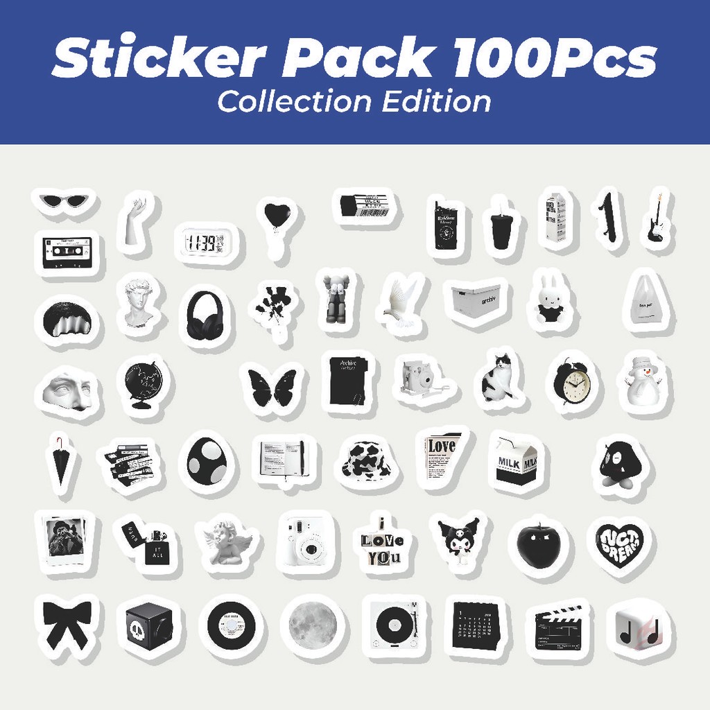 

Hot Stiker Nordic Classic Black & White [Klasik Nordik Hitam & Putih] Lucu Anti Air Stikers Berperekat Waterproof Sticker Decal Buat Motor Helm Buku Journal Koper Casing HP Laptop Botol Minum