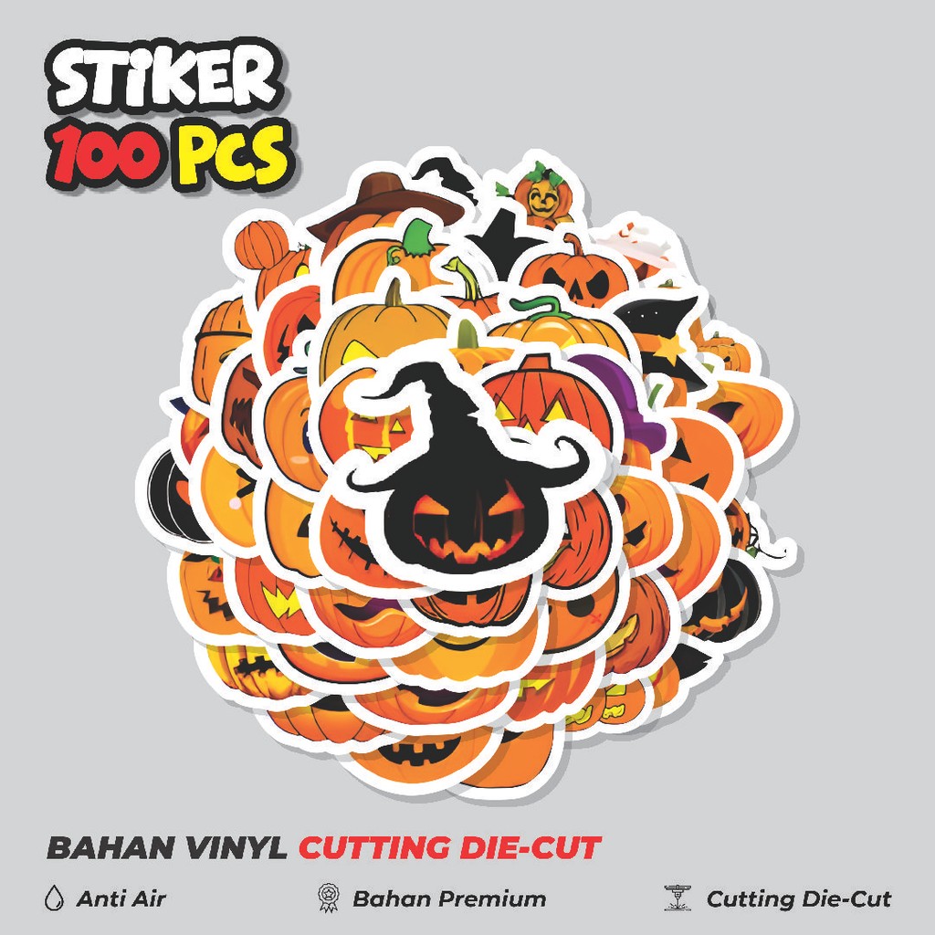 

Terbaru! 50 pcs Stiker Labu Halloween Dekorasi Lucu Kreatif untuk Notebook, Skateboard, HP