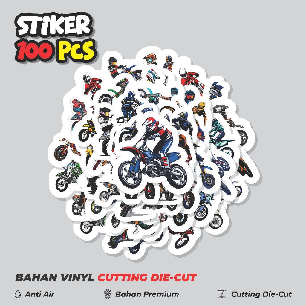 

Terbaru! 50 pcs Stiker Moto Cross 2 Dekorasi Lucu Kreatif untuk Notebook, Skateboard, HP