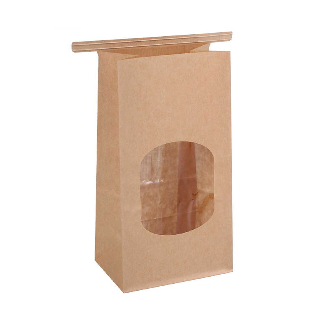 

50 Pcs Bakery Bags Window Sealing Pack Kraft Paper Bag Cookie Packs XS