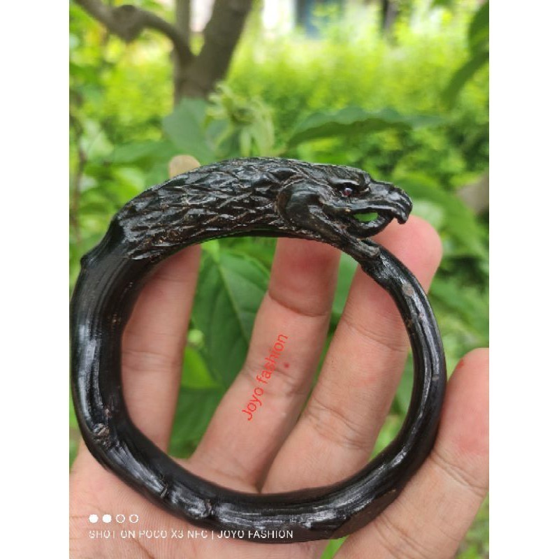 GELANG AKAR BAHAR HITAM UKIR BURUNG ELANG