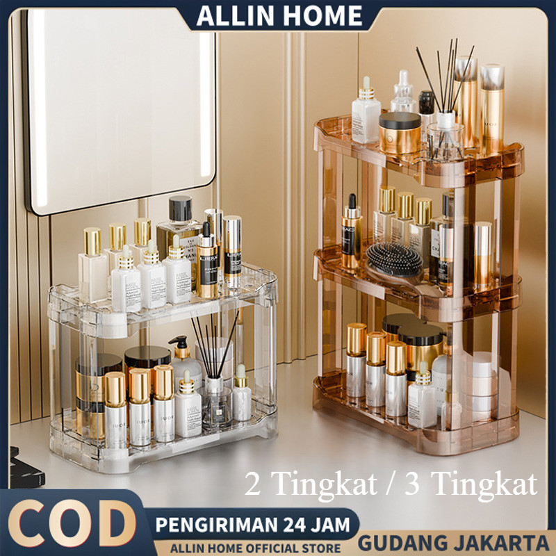 【ALLINHOME】2/3 Tingkat Rak Acrylic Kosmetik Rak Makeup Rak Organizer Kosmetik Rak Serbaguna Rak Kosm