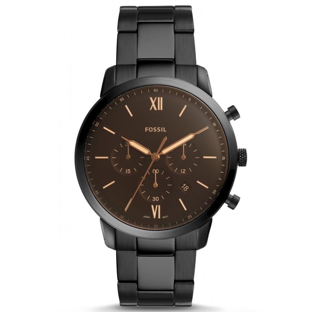 Fossil Neutra - Black Dial 44mm - Polished Black Bracelet - Jam Tangan Analog Pria - FS5525 - Origin