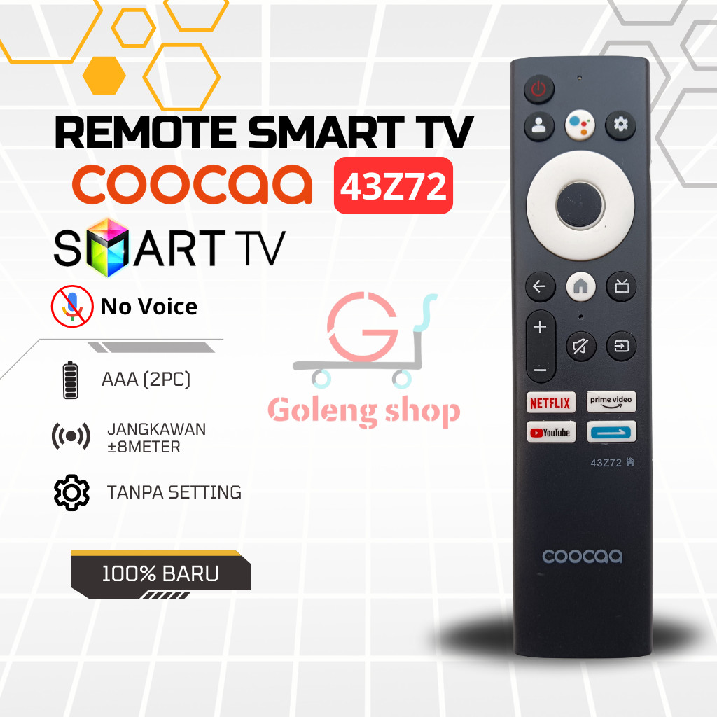 REMOTE REMOT SMART TV ANDROID COOCAA 43Z72