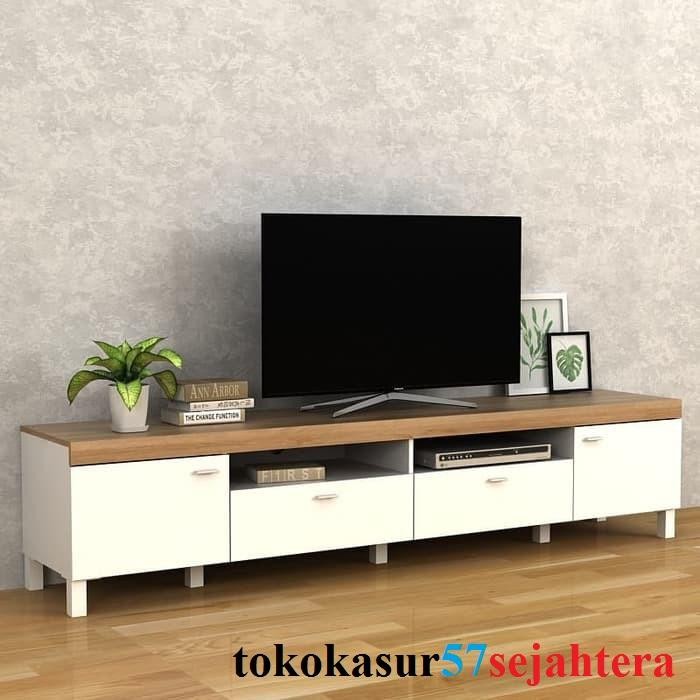 Meja TV / Rak TV - Benedict TV210 WHITE-Yellow Oak - Bavarian