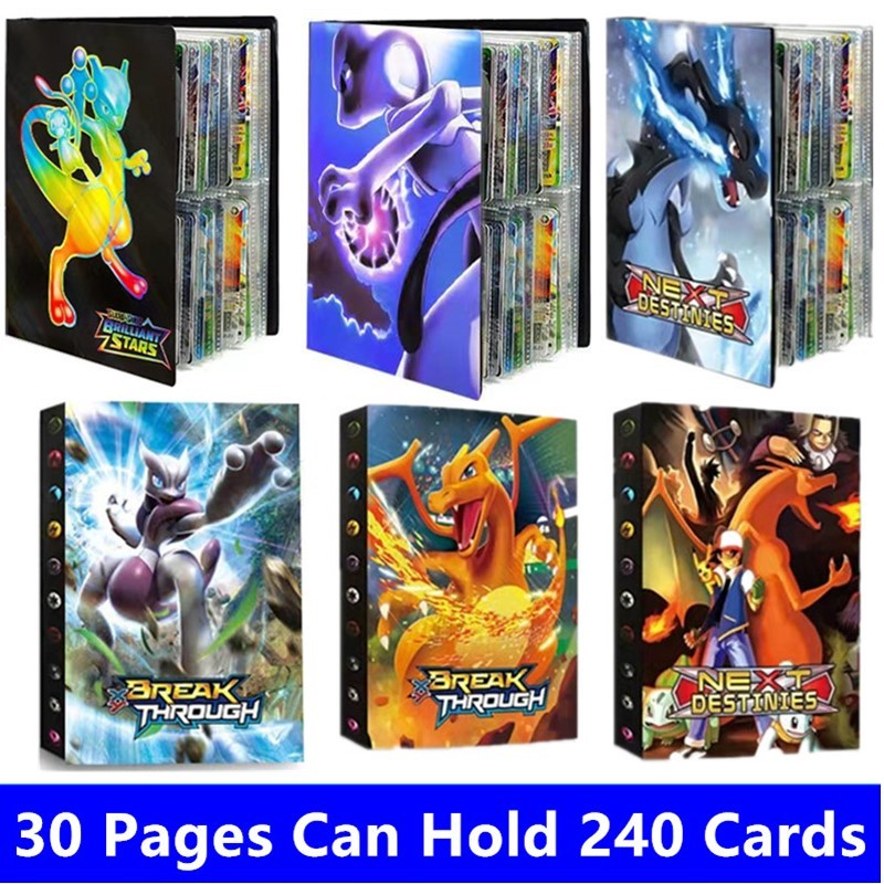 

Charizard 240Pcs Album Card Book Map Letter Mewtwo Holder Binder Collections Folder Anime Card Protector Notebook Gift