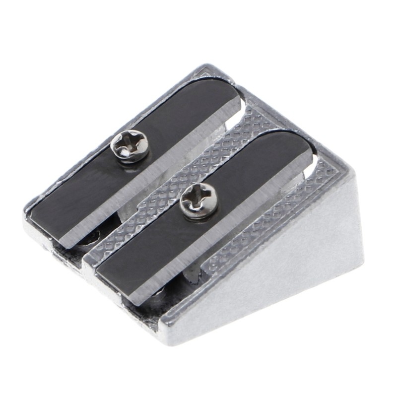 

Metal Bevelled Double Hole Pencil Sharpener School Office Sharpener Stationery Stainless Steel Blade 2.3x1.3x1cm