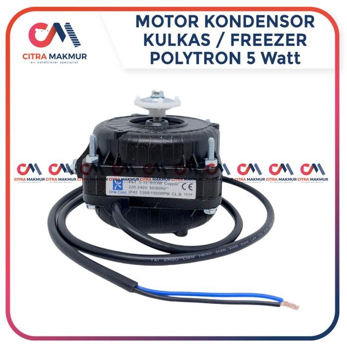 GZ12... Motor Kondensor Showcase 5 Watt 5W Polytron Hitam Condenser Freezer Kulkas Dinamo Kipas Orig