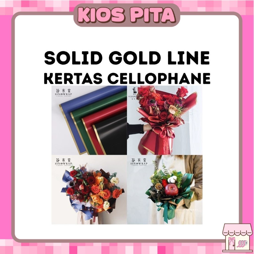

(20 LEMBAR) Kertas Cellophane Buket Bunga - SOLID GOLD Line - Flower Wrapping Paper