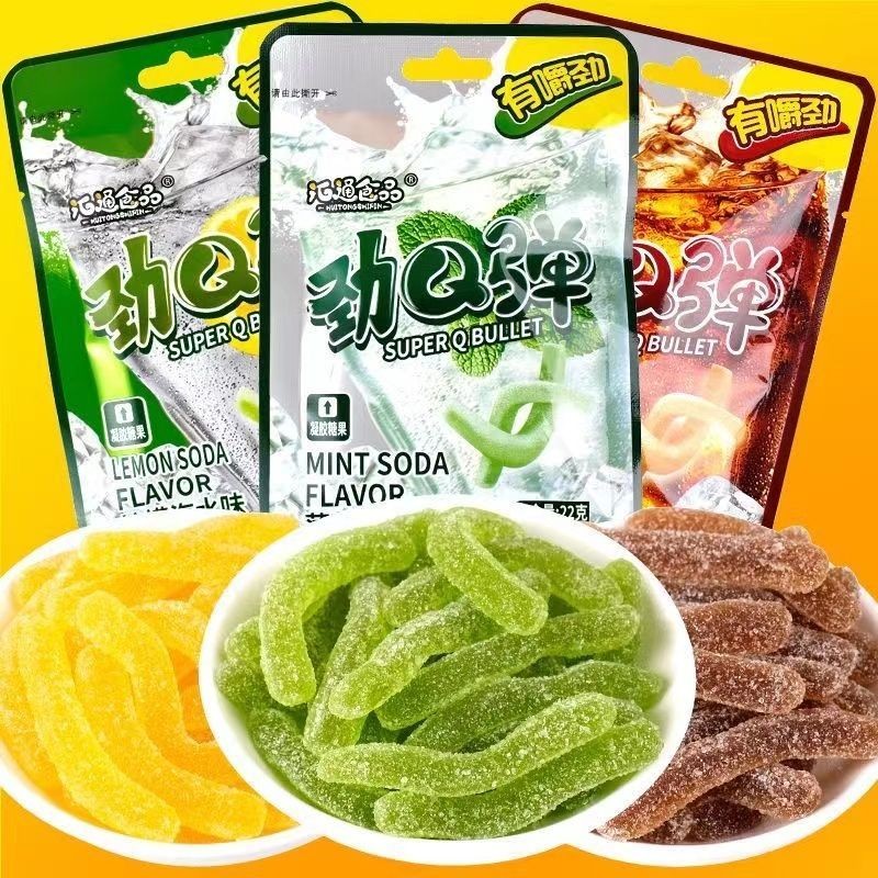 

Permen Strip Jin Q Elastic Huitong Permen Lunak Camilan Kantor Camilan Santai Manis dan Asam Mint Cola Lemon Soda