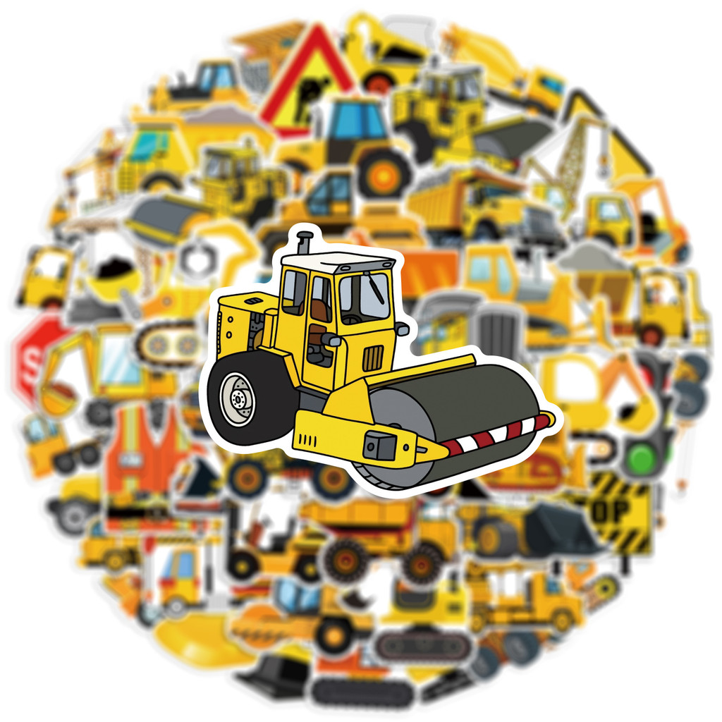 

50pcs Construction Vehicle Graffiti Stickers Phone Guitar Laptop Notebook Suitcase Water Bottles Waterproof Sticker Kids Toys