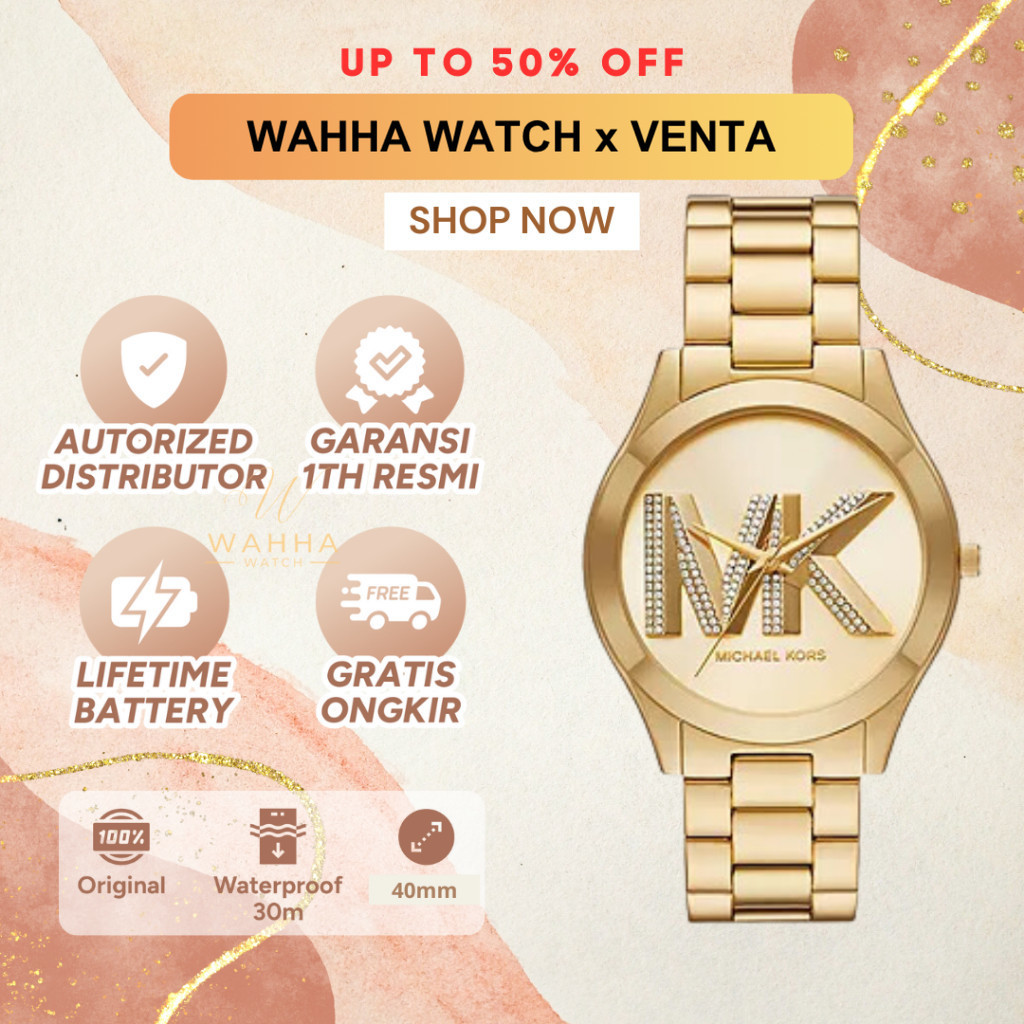 [ORIGINAL]-[COD]✅ Jam Tangan Wanita  Slim MK4732 Runway Three-Hand Gold Stainless Steel Watch [BERGA