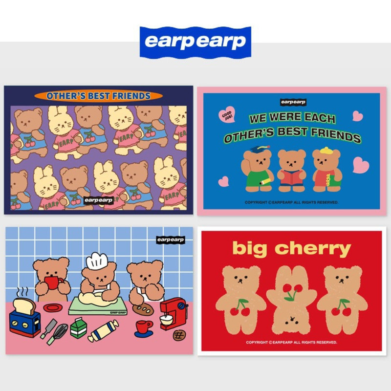 

Cartoon Bear Double Sided Decorative Cards Metope Decoration Blessing Postcard Multi Function Notebook Photo Props Wall Sticker