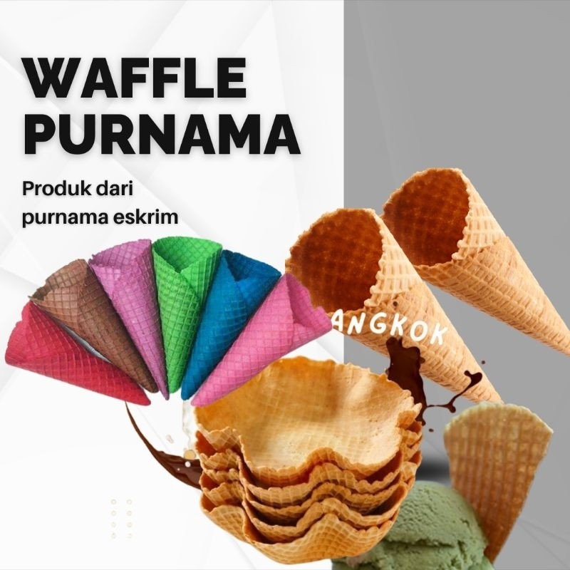 

waffle cone es krim isi 250 pcs, waffle jumbo 200 pcs dan segitiga isi 500 pcs