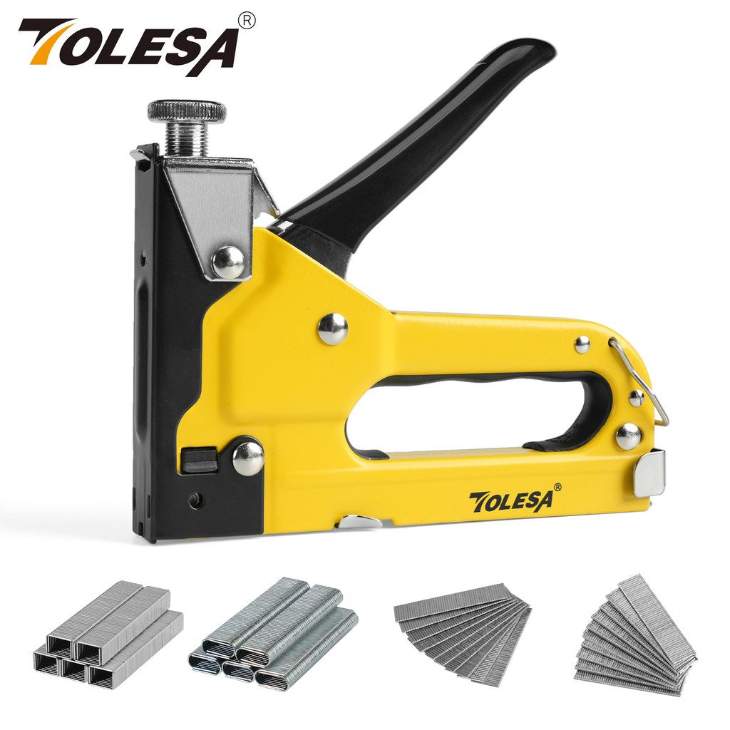 

TOLESA Heavy Duty Staple Gun Kit 4 in 1 Upholstery Manual Stapler Gun with 2000 Staples for Wood Carpentry Crafts Wall DIY