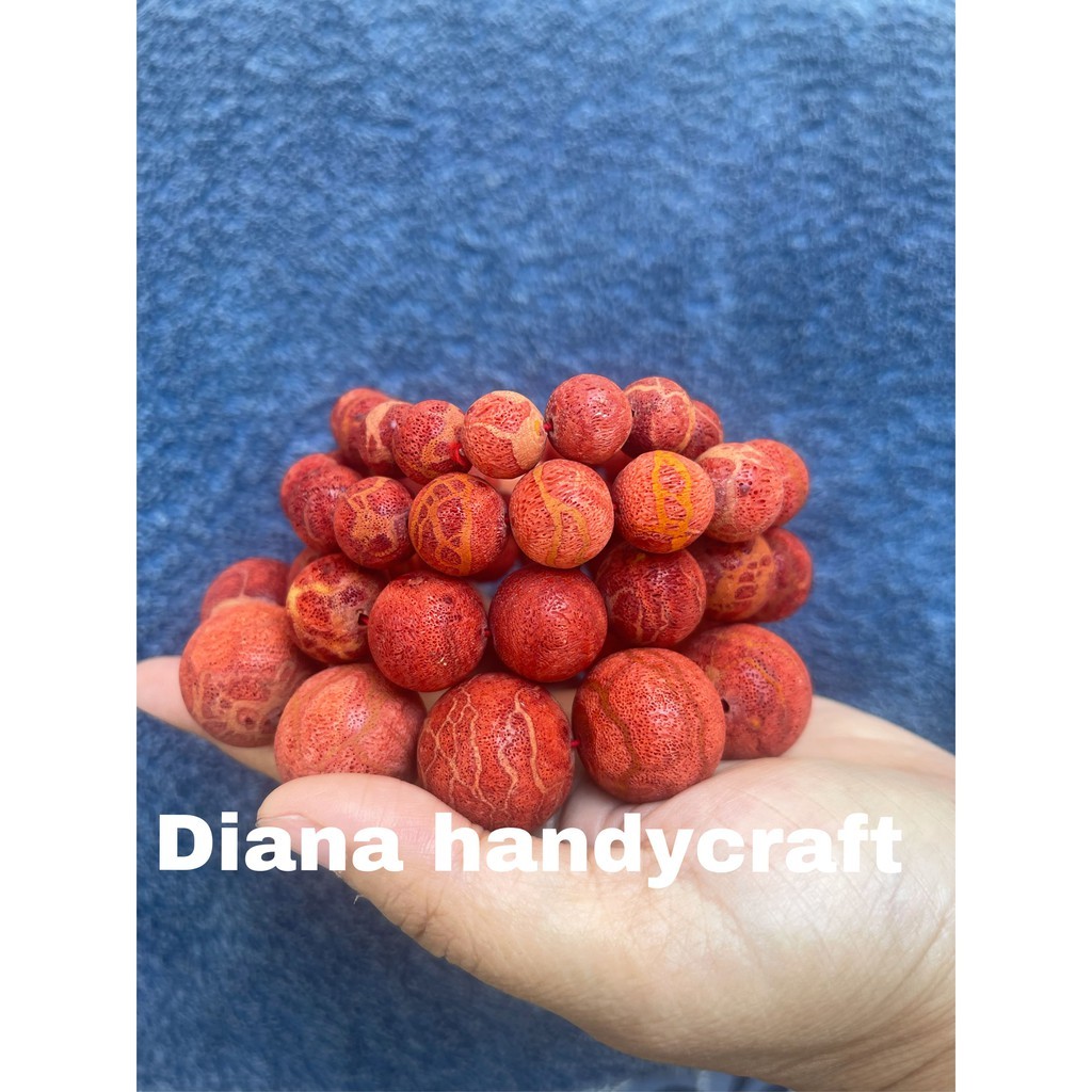 GELANG KEREN BATU CORAL MARJAN MERAH PETIR NATURAL 8-20MM