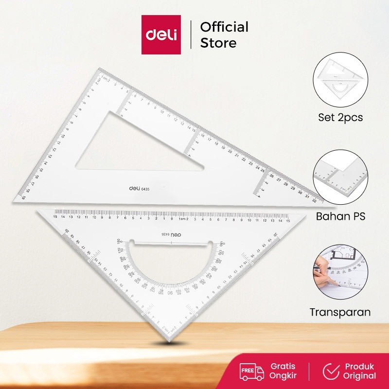 

Deli Set Penggaris Busur Segitiga 2pcs Pengukuran Akurat Bahan Extra Tahan Lama 33cm E6435