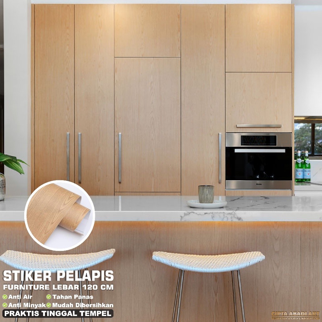 HPL Stiker Meja Kayu Lemari Pintu Kamar Mandi Motif Marmer Marble dan Serat Kayu Textur Anti Air dan