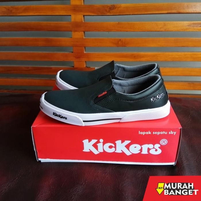 SEPATU KICKERS MX ONE SLIP ON SLOP HITAM COKLAT TUA TAN CASUAL SANTAI PRIA KERJA SEKOLAH TANPA TALI 