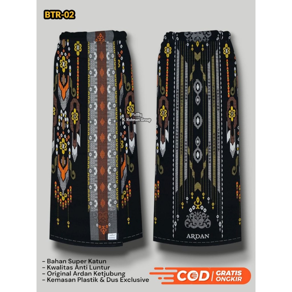Sarung Ardan Songket Kembang Gunungan Hitam Print