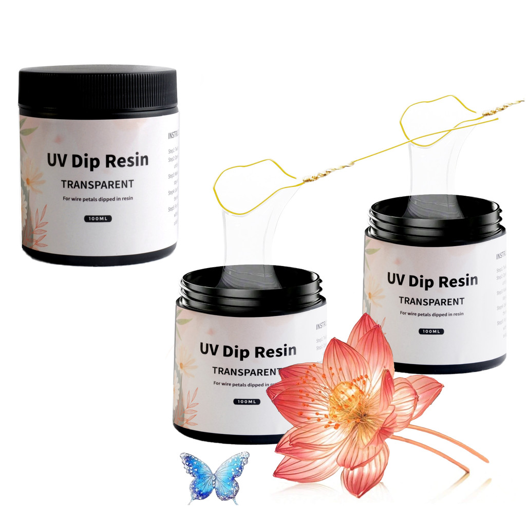 

100/200/300ML UV DIP Resin Glue For Wire Flowers Transparent Liquid High Gloss Ultraviolet Curing Crystal UV Glue Jewelry Making