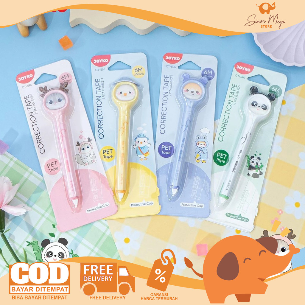 

JOYKO Correction Tape CT-594 - Pita Koreksi Tipe-X Cute Animal RANDOM Murah
